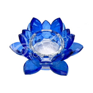 Dark Blue Crystal Lotus Tealight Holder