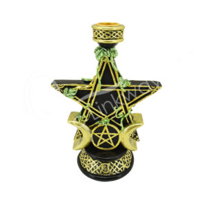 Pentagram Triple Moon Candle Holder 4.65"L X 2.75"W X 6.75"H