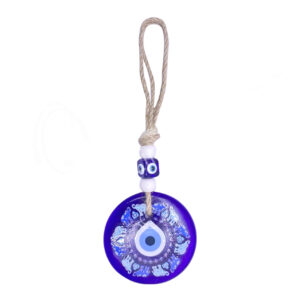 Elephants Glass Printed Evil Eye Hanging