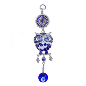 White and Blue Owl Evil Eye Hanging