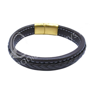 Brown Leather Bracelet with Magnetic Clasp