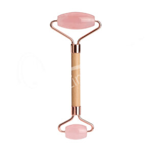 Rose Quartz with Woodent Handle Massager Roller