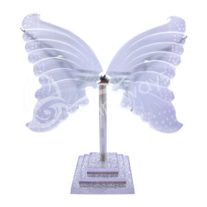 Selenite Butterfly Wings on Silver Metal Stand