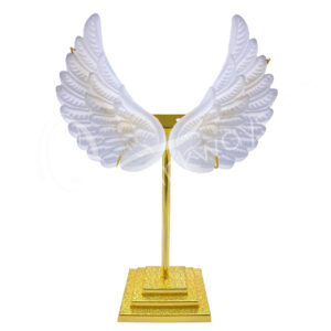 Selenite Angel Wings on Gold Metal Stand