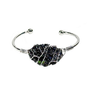 Carborundum Wire Wrap Adjustable Brass Silver Plated Bracelet