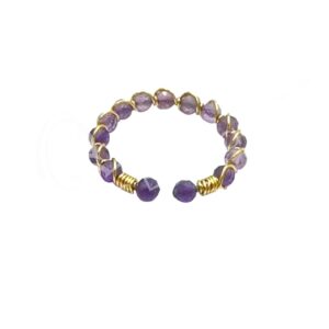 Amethyst Faceted Stones Adjustable Ring