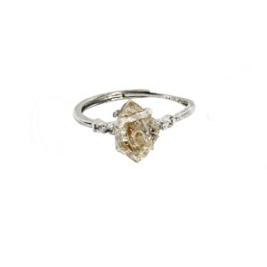 Pakimer Crystal Quartz Silver Plated Brass Ring