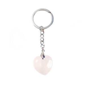 Rose Quartz Puffed Heart Keychain