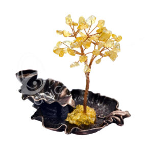 Backflow Cone Burner with Citrine Gem Tree and Metal Lotus