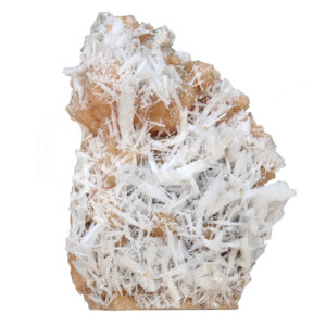 Scolecite Crystal Quartz on Pink Stilbite Specimen