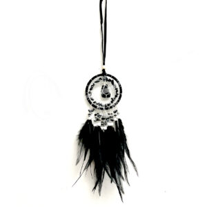 Dreamcatcher Rough Black Obsidian Chips with Black Feathers