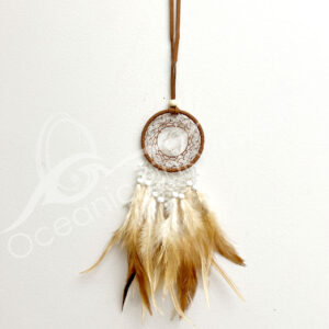 Dreamcatcher Rough Crystal Quartz Chips with Natural Feathers