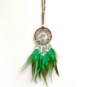 Dreamcatcher Rough Green Aventurine Chips with Green Feathers