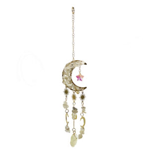 Gold Metal Moon Hanging with Citrine Chips