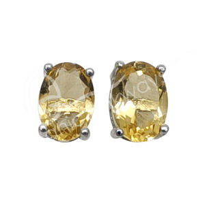 Faceted Citrine Sterling Silver Oval Earrings