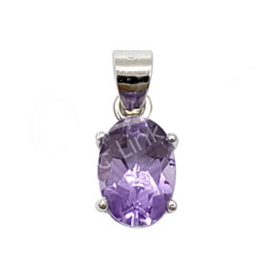 Faceted Amethyst Sterling Silver Oval Pendant