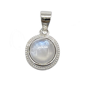 Blue Moonstone Sterling Silver Round Pendant