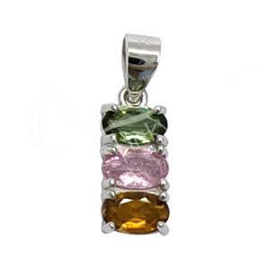 Tree Faceted Rainbow Tourmaline Sterling Silver Pendant