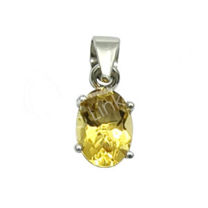 Faceted Citrine Sterling Silver Oval Pendant