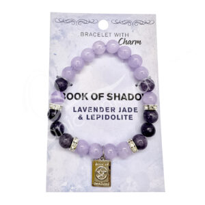 Lavender Jade and Lepidolite with Book of Shadows Charm Bracelet