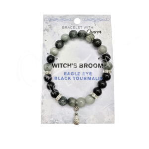 Eagle Eye and Black Tourmaline with Pentacle and Broom Charm Bracelet