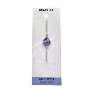 Faceted Amethyst Teardrop Brass Adjustable Bracelet