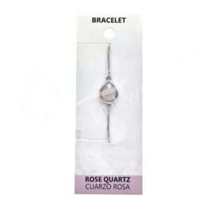Faceted Rose Quartz Teardrop Brass Adjustable Bracelet
