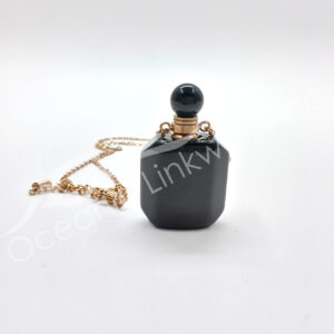 Black Obsidian Perfume Bottle Neclace with Chain