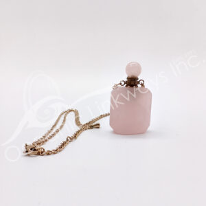 Rose Quartz Perfume Bottle Necklace with Chain