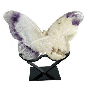 Amethyst Butterfly on Black Metal Stand