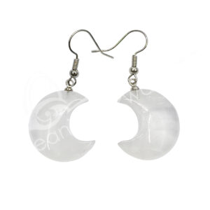 Crystal Quartz Moon Earrings
