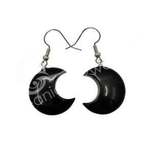 Black Obsidian Moon Earrings