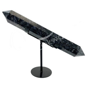 Iolite with Mica Double Terminated Point on Metal Stand