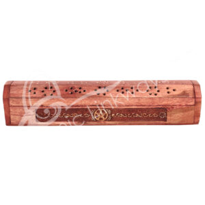 Engraved Pentacle Acacia Wood Incense Storage Box