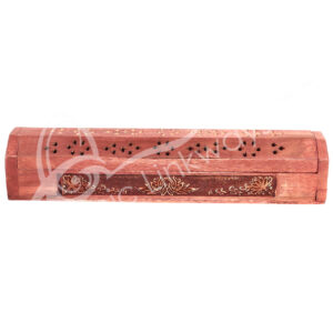 Laser Engraved Lotus Acacia Wood Incense Storage Box