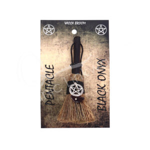 Black Onyx with Pentacle Mini Witch's Broom