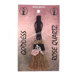 Goddess and Rose Quartz Mini Witch's Broom