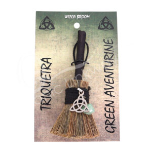 Green Aventurine and Triquetra Mini Witch's Broom