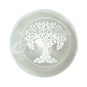 Engraved Tree of Life Selenite Sphere