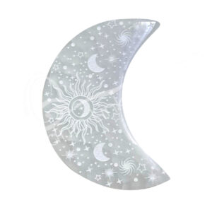 Engraved Celestial Selenite Moon Bowl