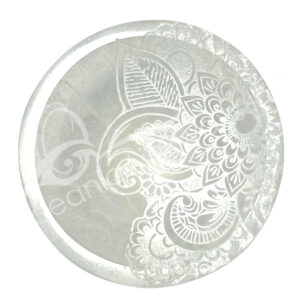 Engraved Flowers Selenite Oval Bowl