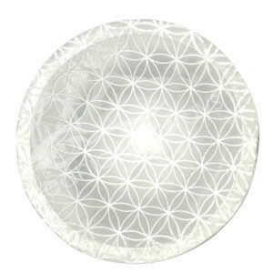 Engraved Flower of Life Selenite Bowl