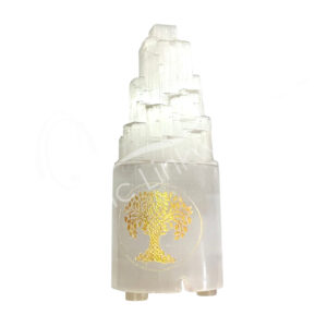 Gold Engraved Tree of Life Selenite Iceberg Lamp