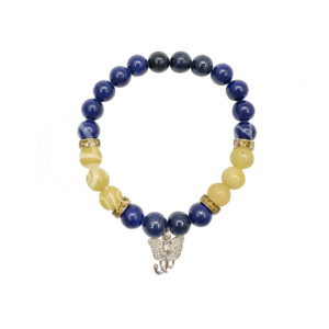 Lapis Lazuli and Honey Jade with Ganesha Charm Bracelet