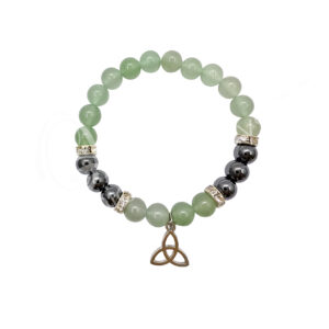 Green Aventurine and Hematite with Triquetra Charm Bracelet