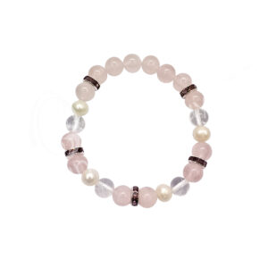 Rose Quartz and Crystal Quartz Pearls Elastic Bracelet