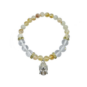 Bracelet Citrine and Crystal Quartz with Buddha Charm