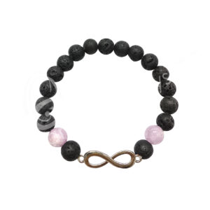 Lava and Kunzite with Infinity Charm Elastic Bracelet