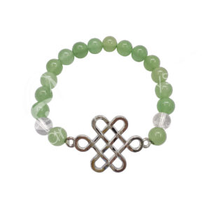 Green Aventurine and Crystal Quartz with Celtic Knot Elastic Bracelet