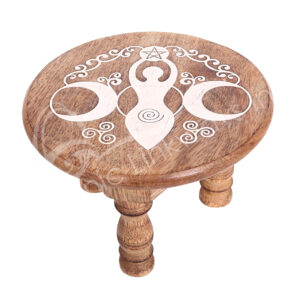 Engraved Moon Goddess Mango Wood Altar Table